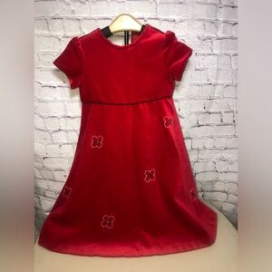 Florence Eiseman Velvet Red Dress Empire Waist Short Sleeves Christmas Party Fun